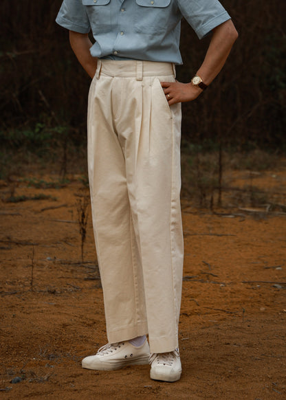 "Sand Color" Gurkha High Waist Wide Leg Casual Pants 