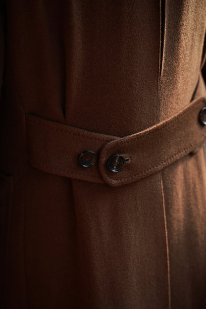 「Chestnut Brown」Half-Canvas Pure wool Polo Overcoat