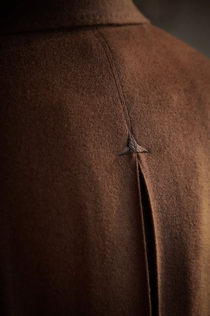 「Chestnut Brown」Half-Canvas Pure wool Polo Overcoat