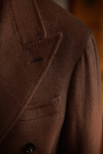 「Chestnut Brown」Half-Canvas Pure wool Polo Overcoat