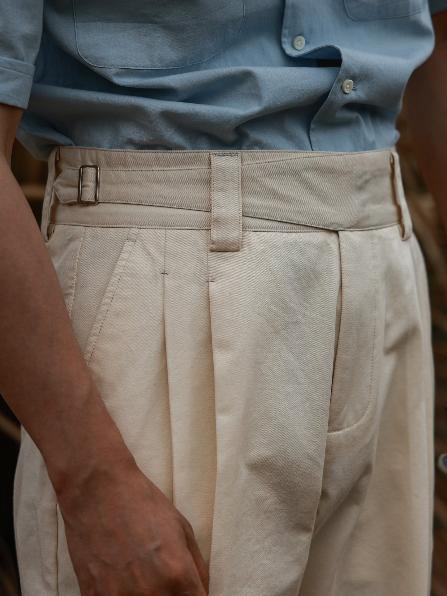 "Sand Color" Gurkha High Waist Wide Leg Casual Pants 