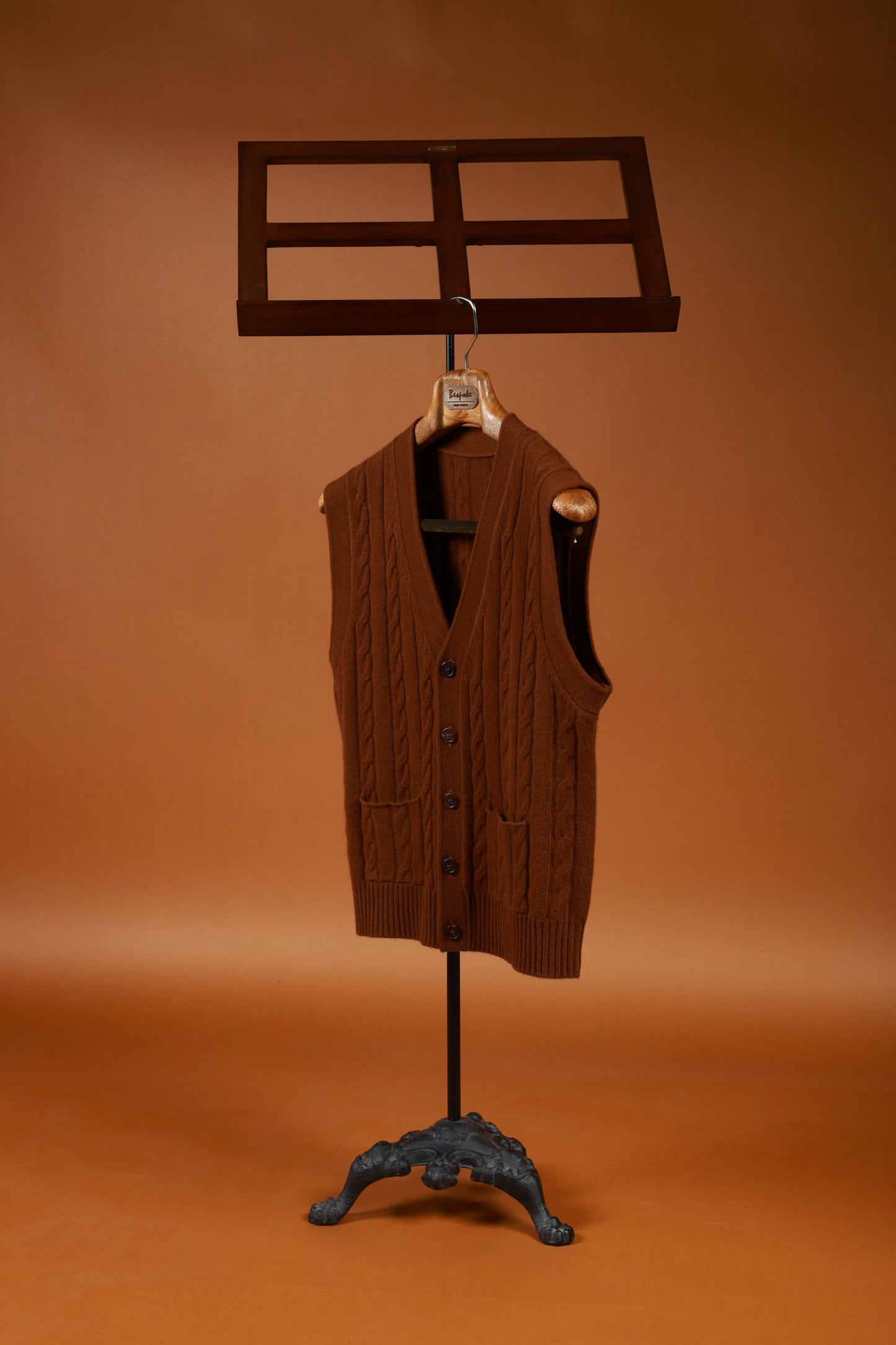 "Chestnut Brown" V-neck sweater vest 