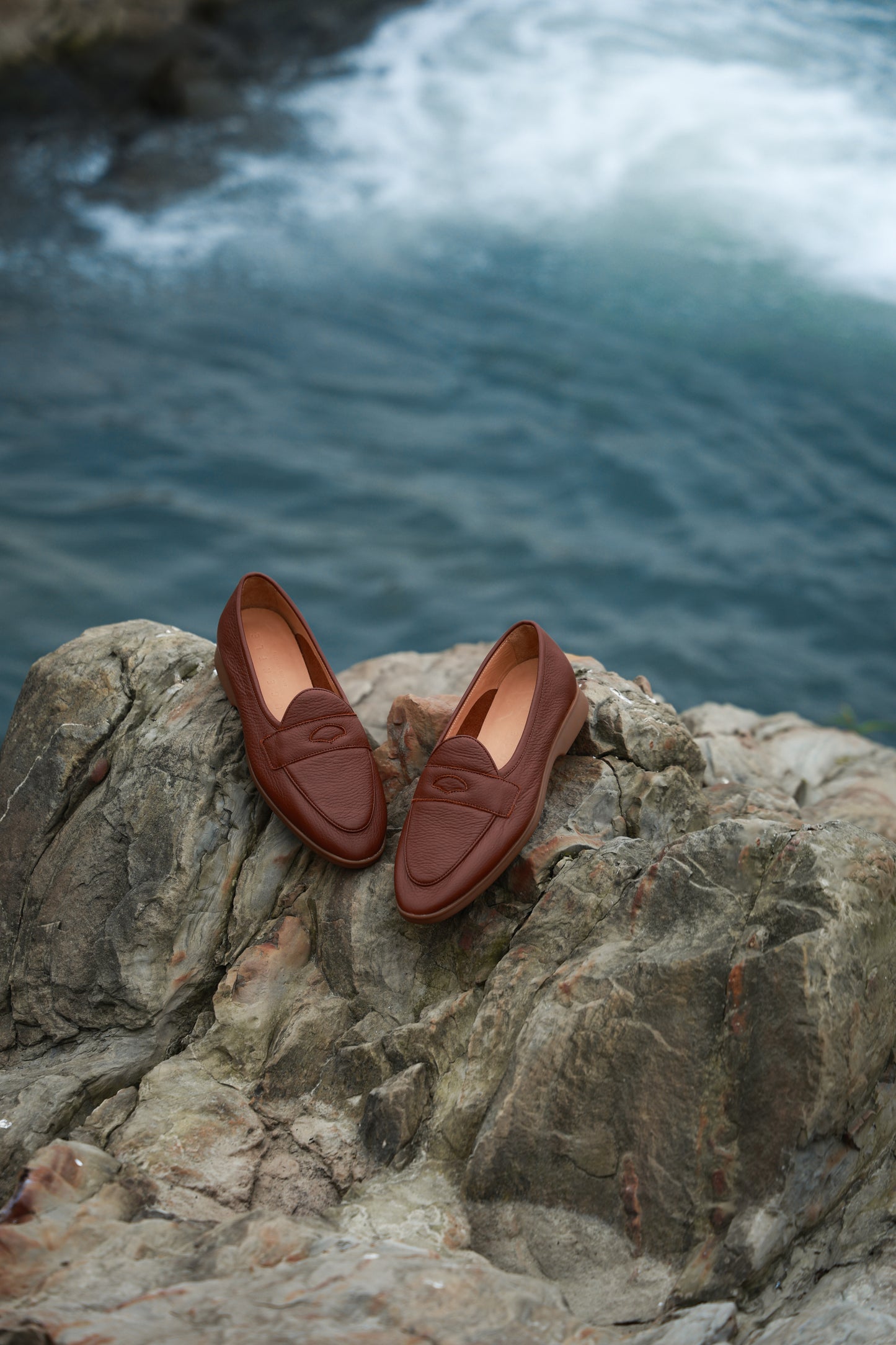 "Burgen Red" Deerskin Lychee Penny Loafer Loafers 