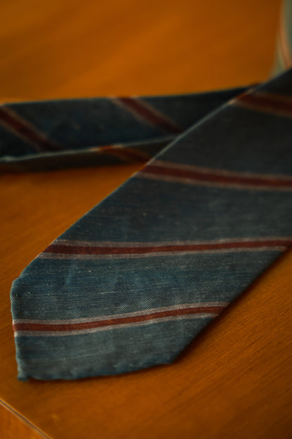 "Vashon Green Stripe" tie 3 fold tie 