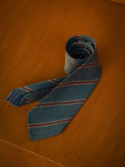 "Vashon Green Stripe" tie 3 fold tie 