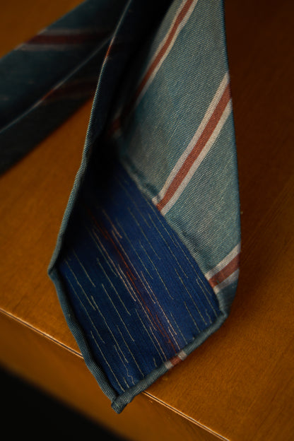 "Vashon Green Stripe" tie 3 fold tie 