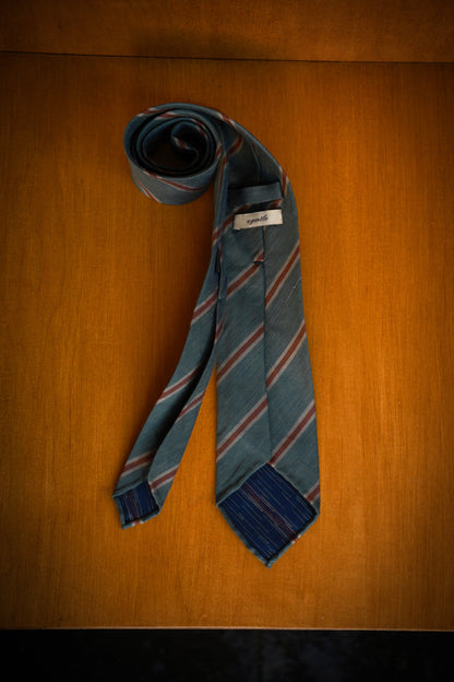 "Vashon Green Stripe" tie 3 fold tie 