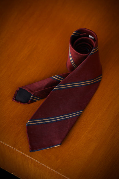 "Burger red stripes" tie 3 fold tie 