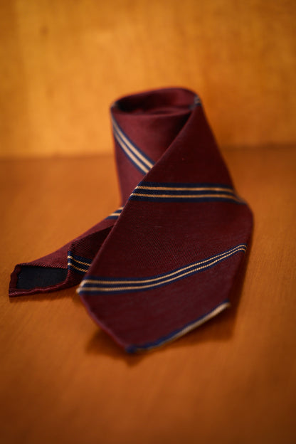 "Burger red stripes" tie 3 fold tie 