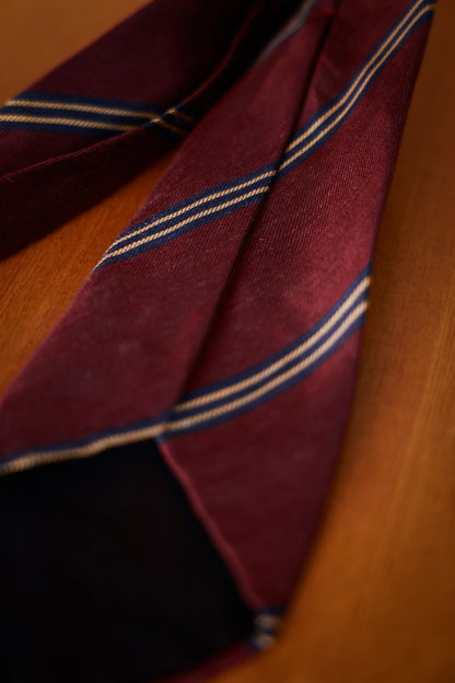 "Burger red stripes" tie 3 fold tie 