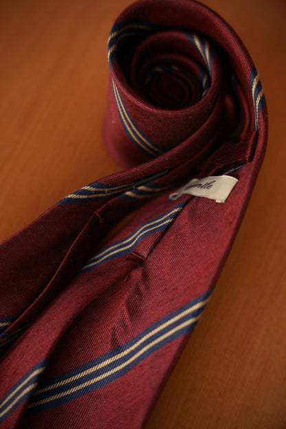 "Burger red stripes" tie 3 fold tie 