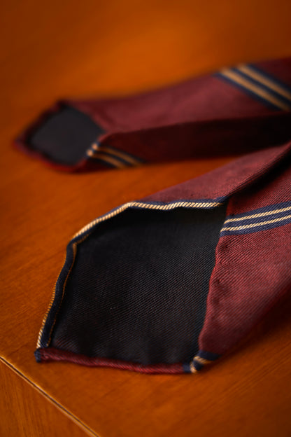 "Burger red stripes" tie 3 fold tie 