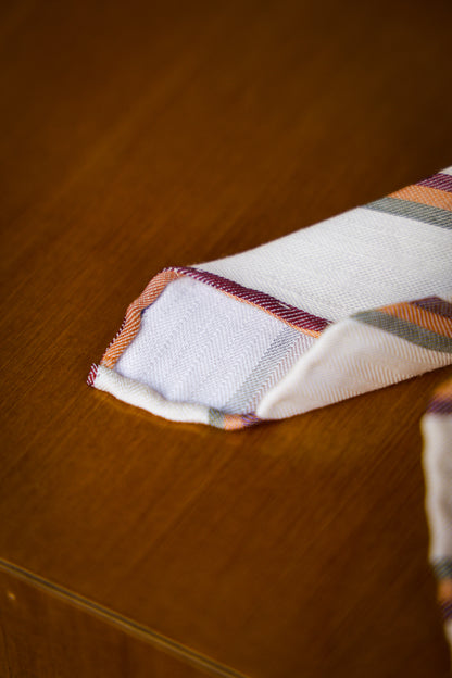 "Classic Creamy White Stripe" Tie 3 Fold Tie 