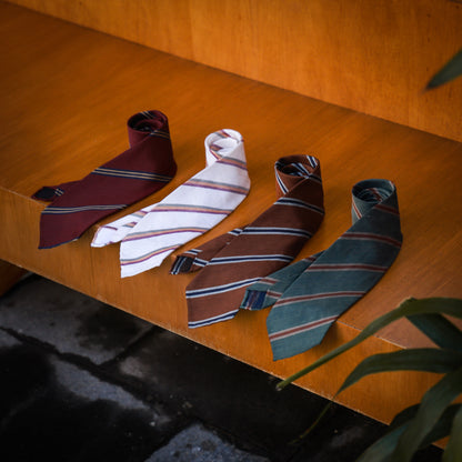 "Vashon Green Stripe" tie 3 fold tie 