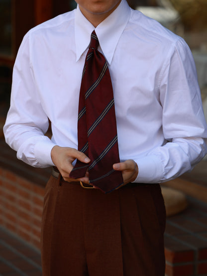 "Burger red stripes" tie 3 fold tie 