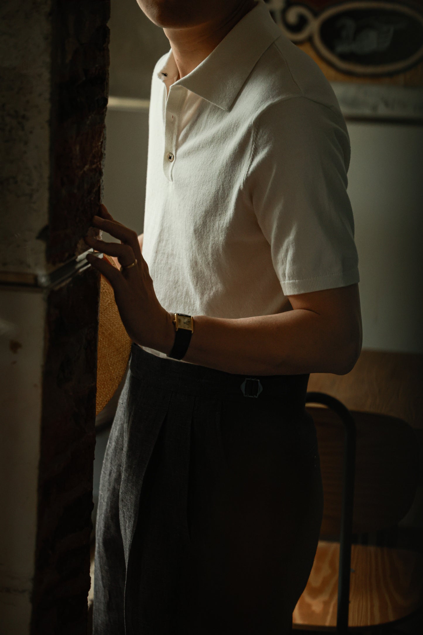 Cotton/Cashmere Classic Polo Off White