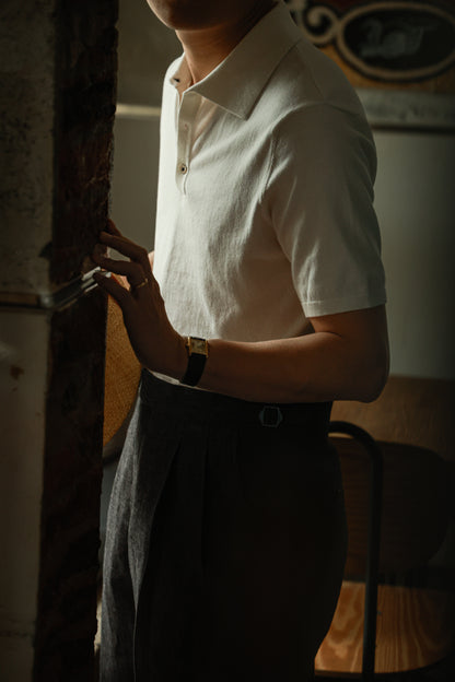 Cotton/Cashmere Classic Polo Off White