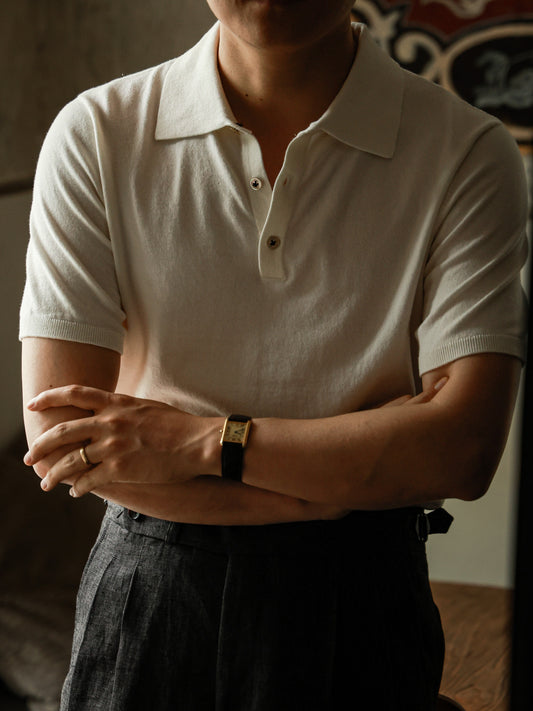 Cotton/Cashmere Classic Polo Off White