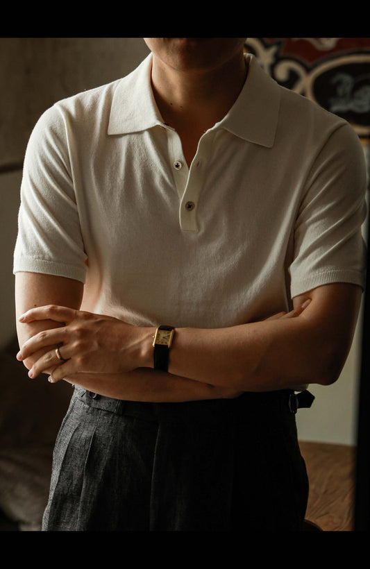 Cotton/Cashmere Classic Polo Off White