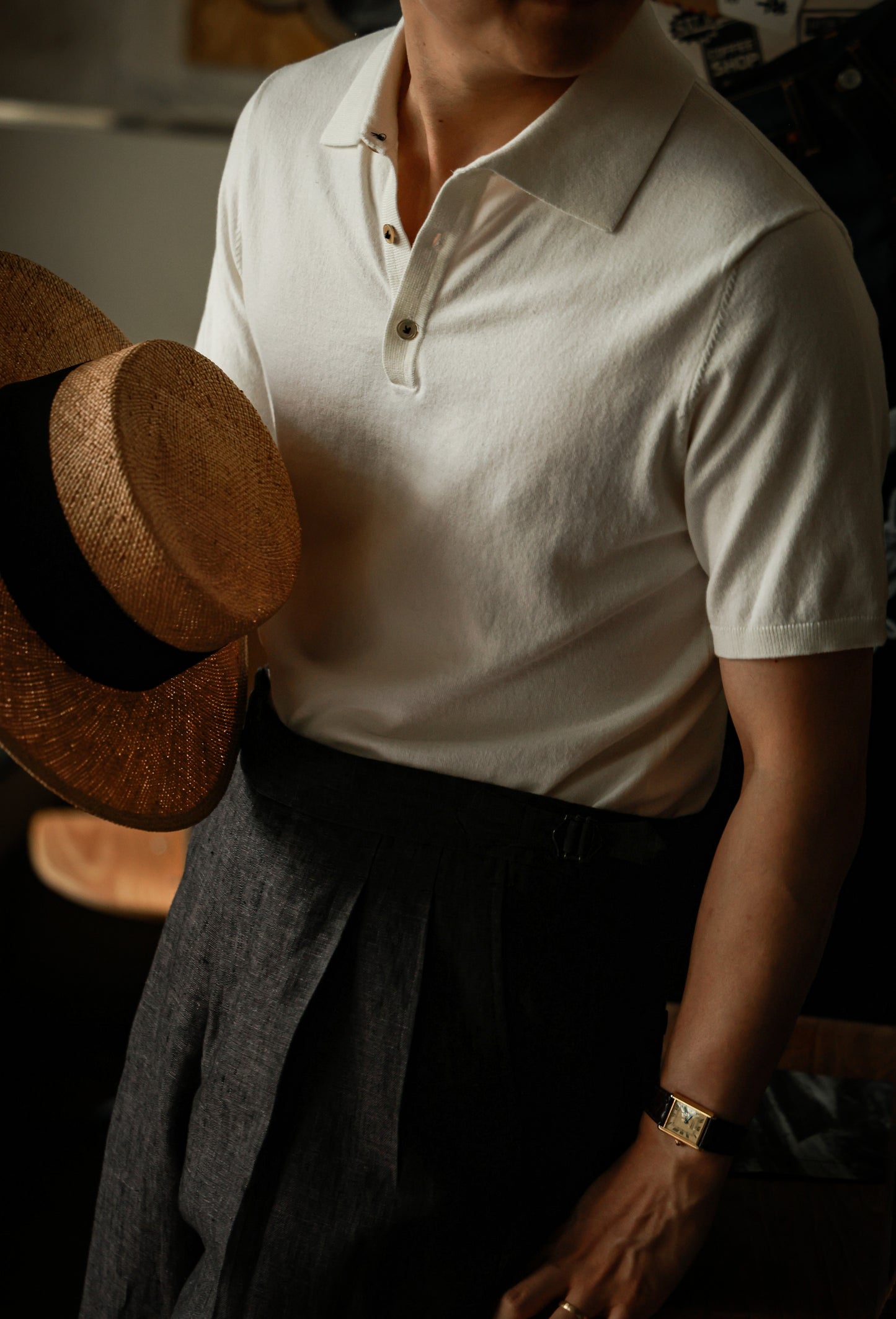 Cotton/Cashmere Classic Polo Off White