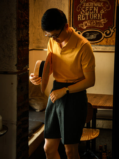 Cotton/Cashmere Classic Polo Amber Gold