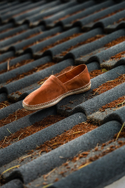 "Tarot Orange" fetal calf wool Espadrilles square toe fisherman shoes 