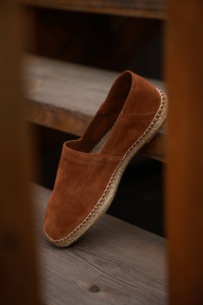 "Tarot Orange" fetal calf wool Espadrilles square toe fisherman shoes 