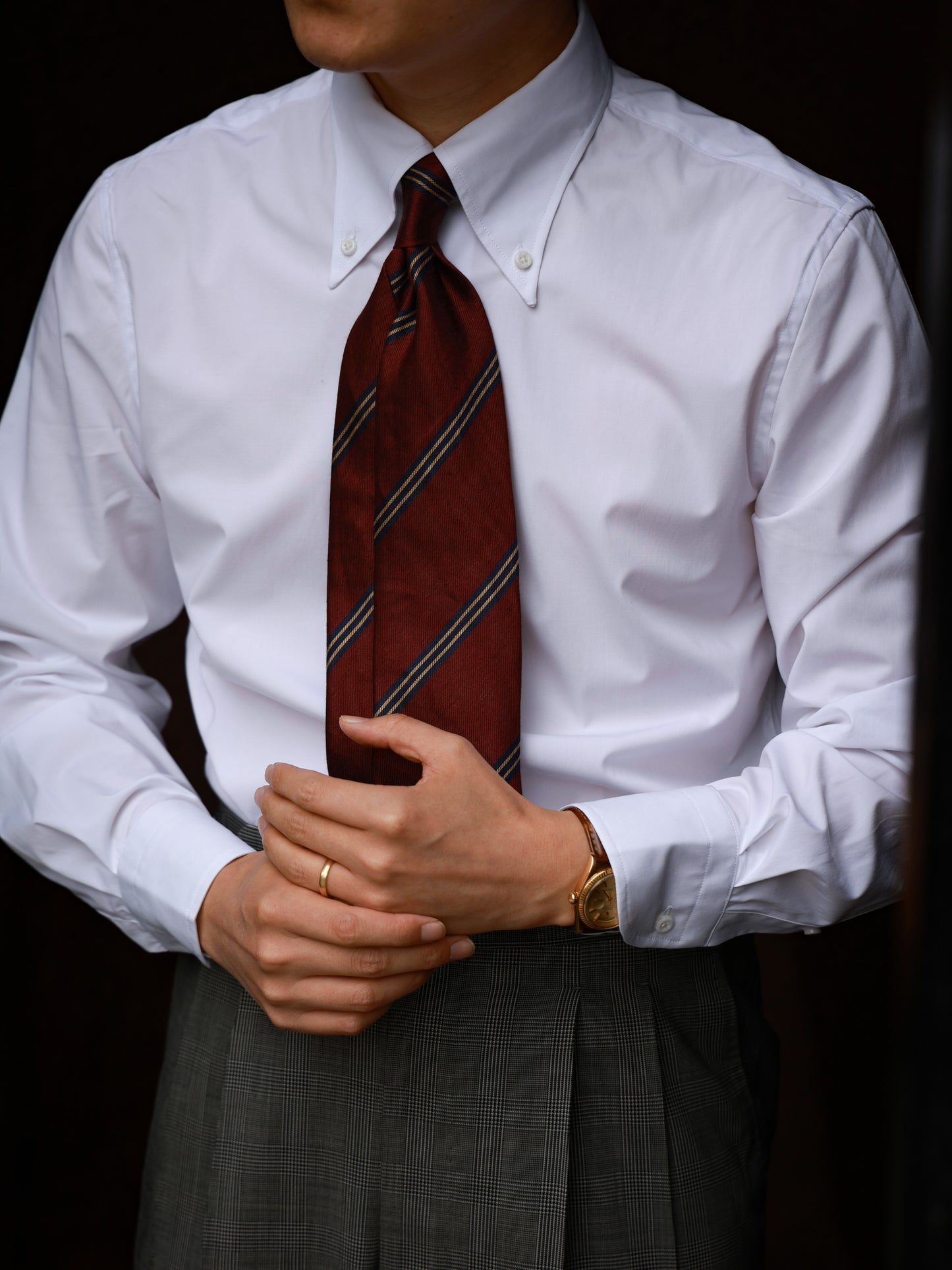 「Elegant White」Button-down Collar Shirt 