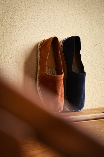 "Midnight Blue" Fetal Calf Wool Espadrilles Square Toe Fisherman Shoes 