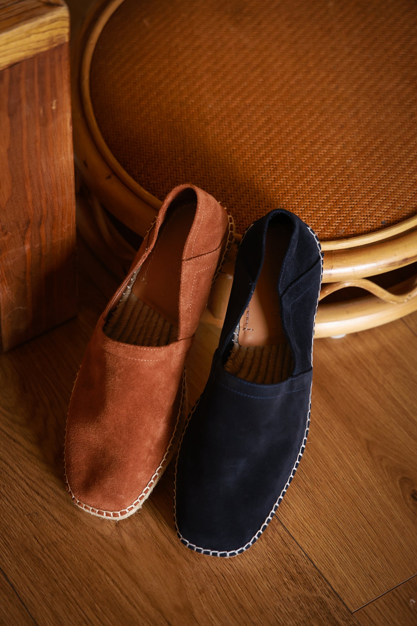 "Midnight Blue" Fetal Calf Wool Espadrilles Square Toe Fisherman Shoes 