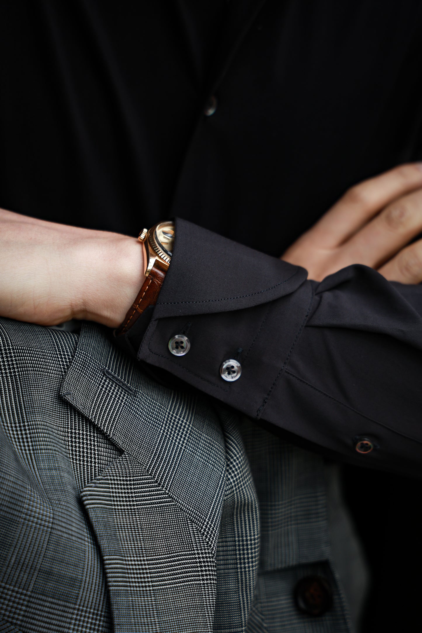 「Twilight Black」Don-Style Spread Collar Shirt