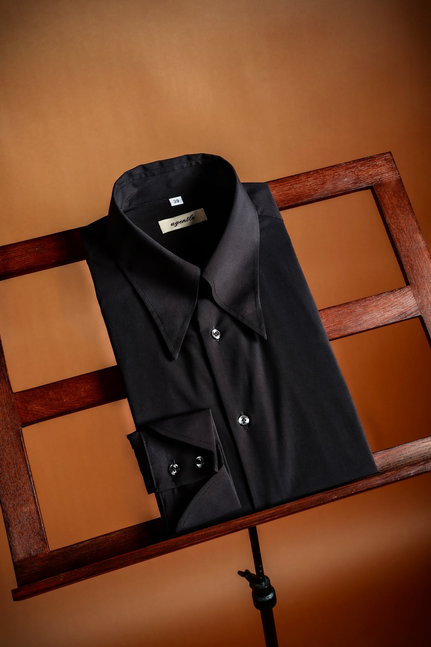 「Twilight Black」Don-Style Spread Collar Shirt
