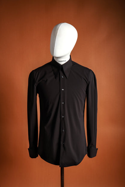「Twilight Black」Don-Style Spread Collar Shirt