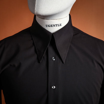 「Twilight Black」Don-Style Spread Collar Shirt