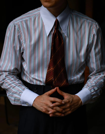 "Vintage red stripes" tie 3 fold tie 