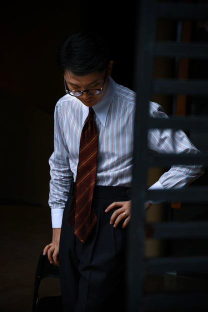 "Vintage red stripes" tie 3 fold tie 