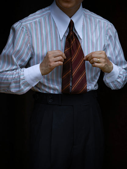 "Vintage red stripes" tie 3 fold tie 