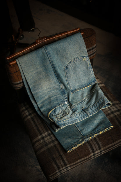 "Nostalgic Heavy Wash Denim" High Waist Wide Leg Jeans 