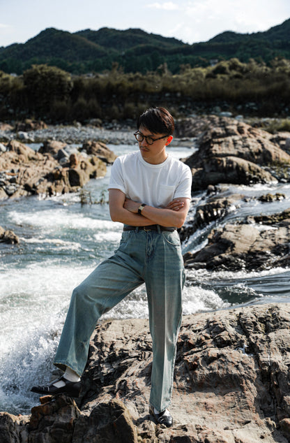 「Sea Salt White」Heavyweight combed cotton Crew Neck Unisex Short-Sleeve T-Shirt