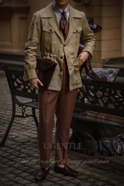 "Hully Tea" Linen Unlined Hunting Jacket 