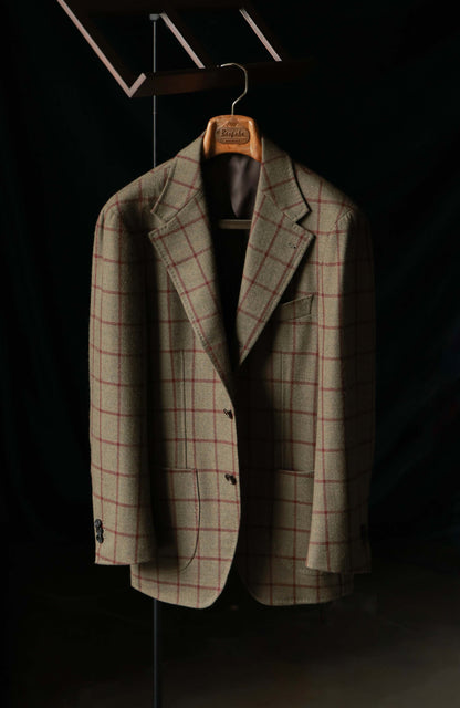 MOON Full-Canvas Single-Breasted Suit Jacket — Russet Windowpane