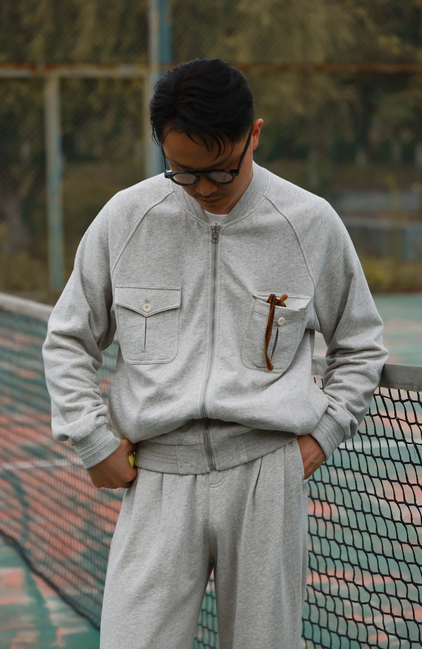 Linen Cotton Reversible Leisure Set — Mist Rock Grey Tailored Lounge Trousers