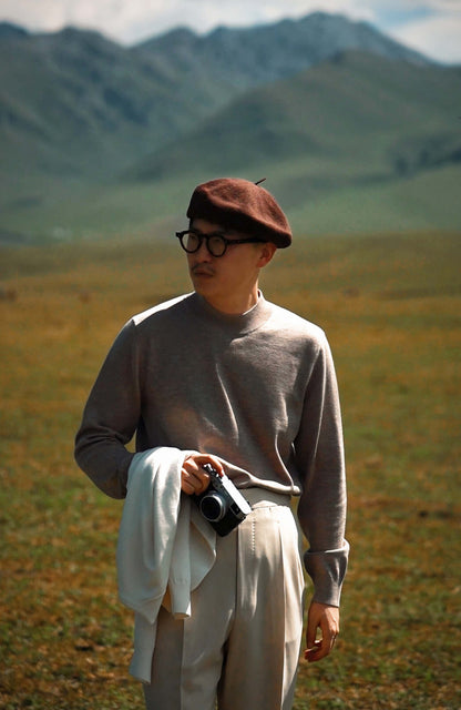 Handmade Linen Beret — Chestnut Brown