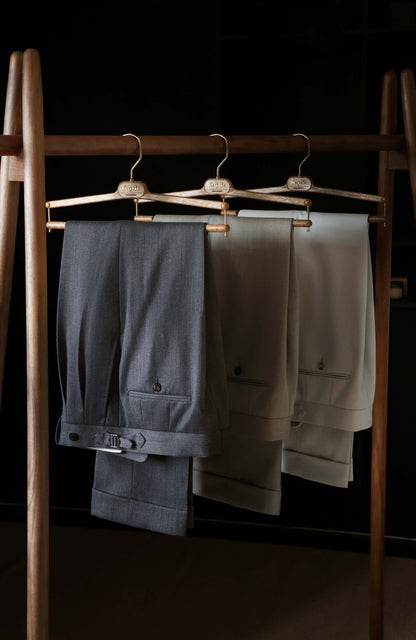 Heavyweight Cavalry Twill Wool High-Waisted Suit Trousers with Side-Adjusters —  Heritage Charcoal