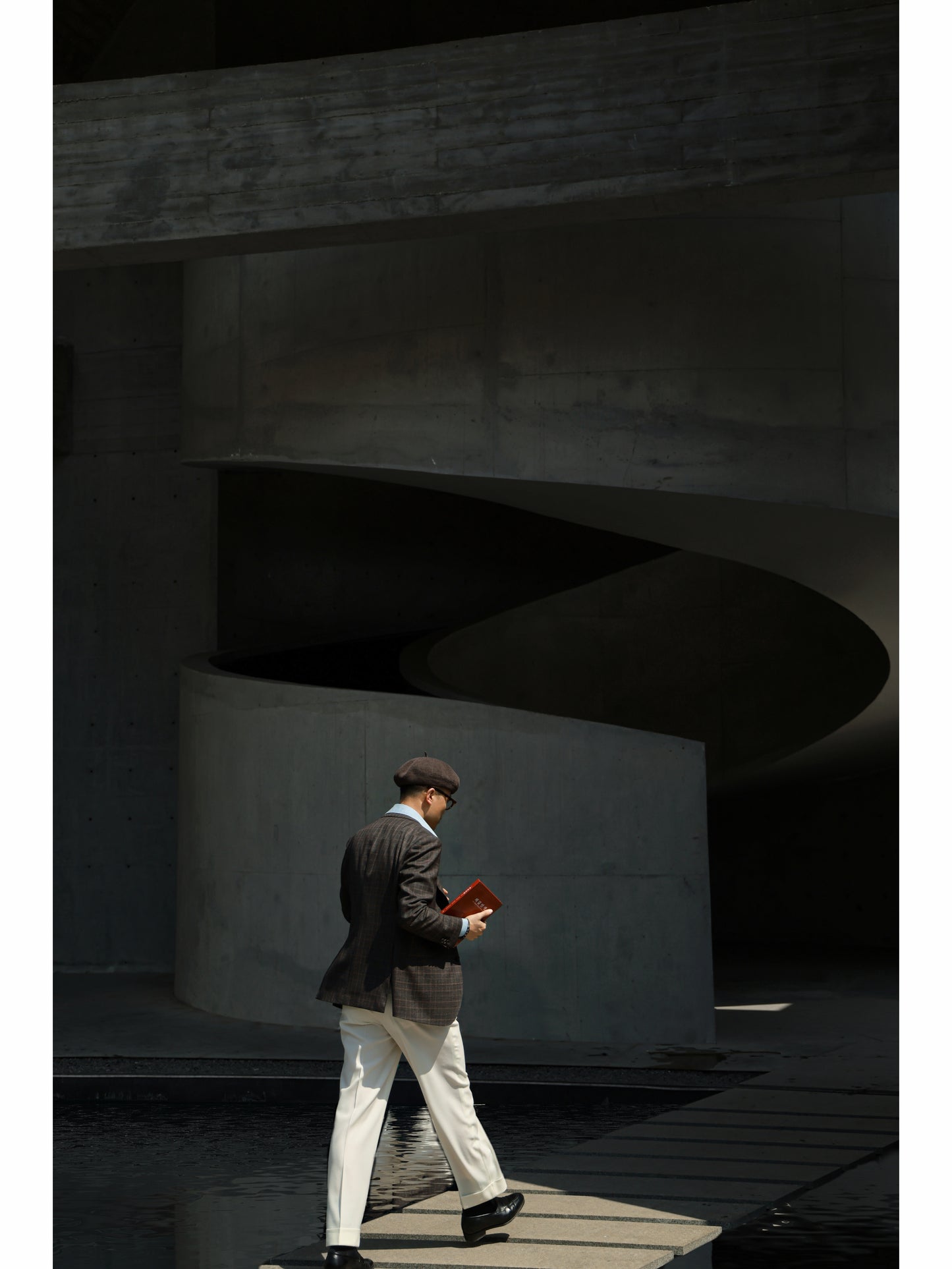 「Hazelnut brown checkered」Italian-style Half-canvass Pure wool Suit Jacket