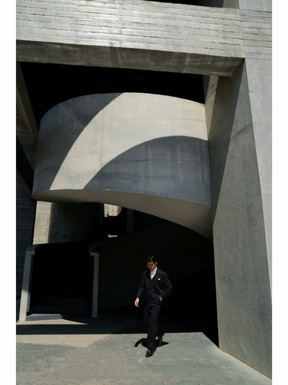 「Phantom Black」Suit Trousers with Italian-style Pure-wool Parisian Side Adjusters and High-Waisted Single-Pleated