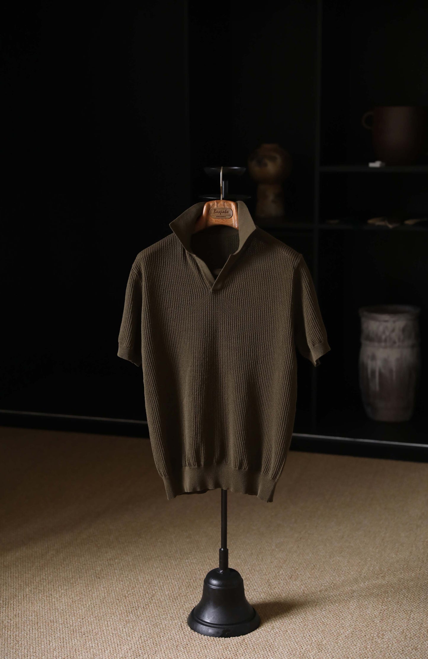 High-Twist Cotton Relaxed Short-Sleeve Polo — Mossstone Green
