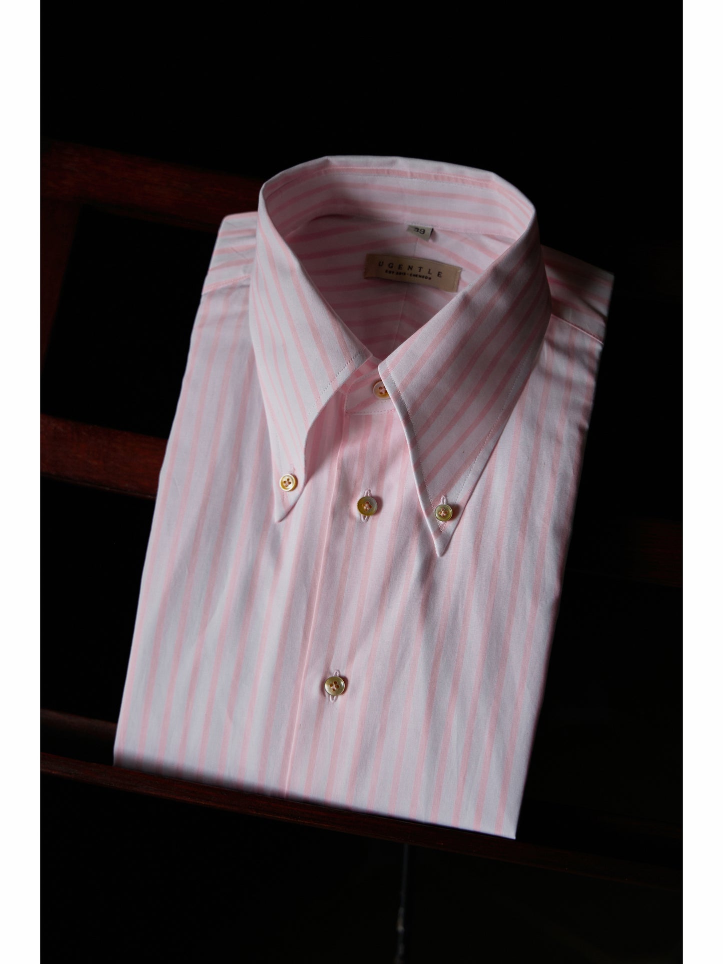 Long Point Button Down Collar Shirt — Pink Stripe