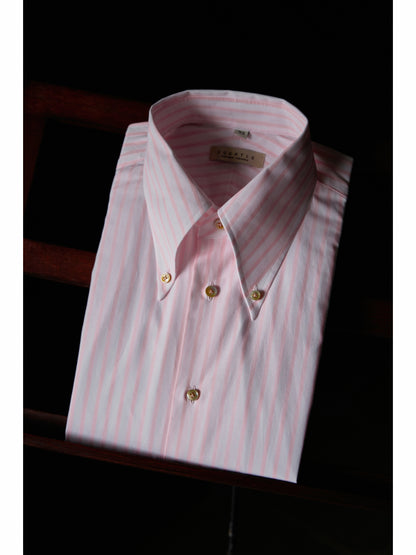Long Point Button Down Collar Shirt — Pink Stripe
