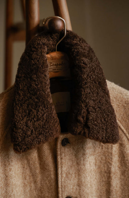 Textured Old-Money Balmacaan Overcoat — Desert Herringbone